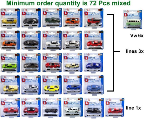 Dsp. burago die cast auto's metaal 1:64. | 72 stuks