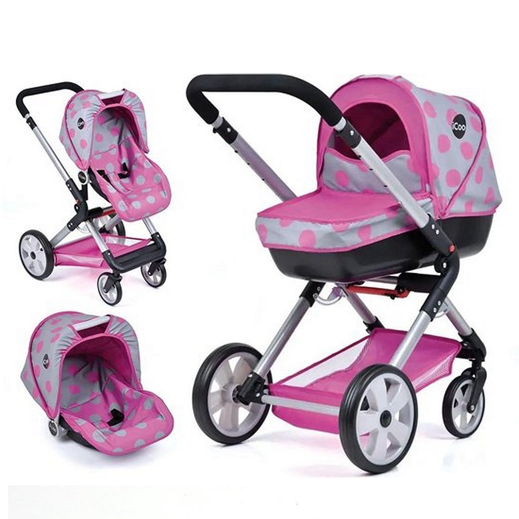 Basic icoo 4in1 Manhattan Puppenwagen rosa schwarz