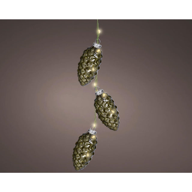 Lumineo Lichterkette Tannenzapfen grüne LED 5,7x5,7x28cm warmweiß