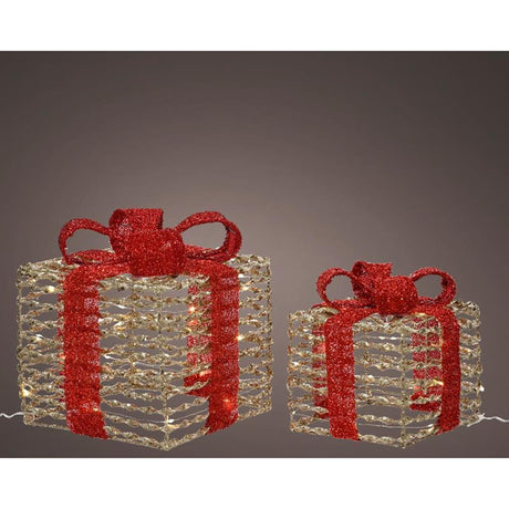 Lumineo Geschenkset LED mit Schleife 2-teilig Gold