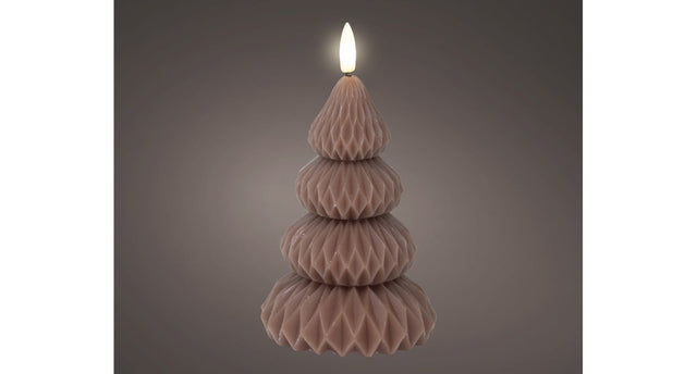 Led kaars wax steady binnen bruin warm wit d9 h13,5cm
