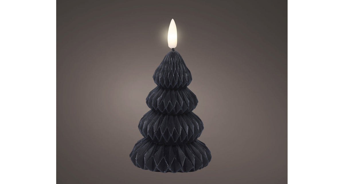 Led kaars wax steady binnen zwart warm wit d7,2 h10,5cm