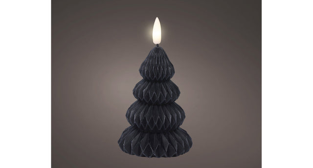 Led kaars wax steady binnen zwart warm wit d7,2 h10,5cm