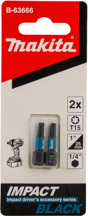 Makita Zubehör Schlagschrauber-Bit Impact Schwarz, T15x25mm 2 Stück - B-63666