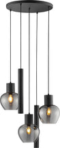 Brilliant ligari - hanglamp - 5-lichts - e27 max 3x20w gu10 max 2x10w - zwart smoke