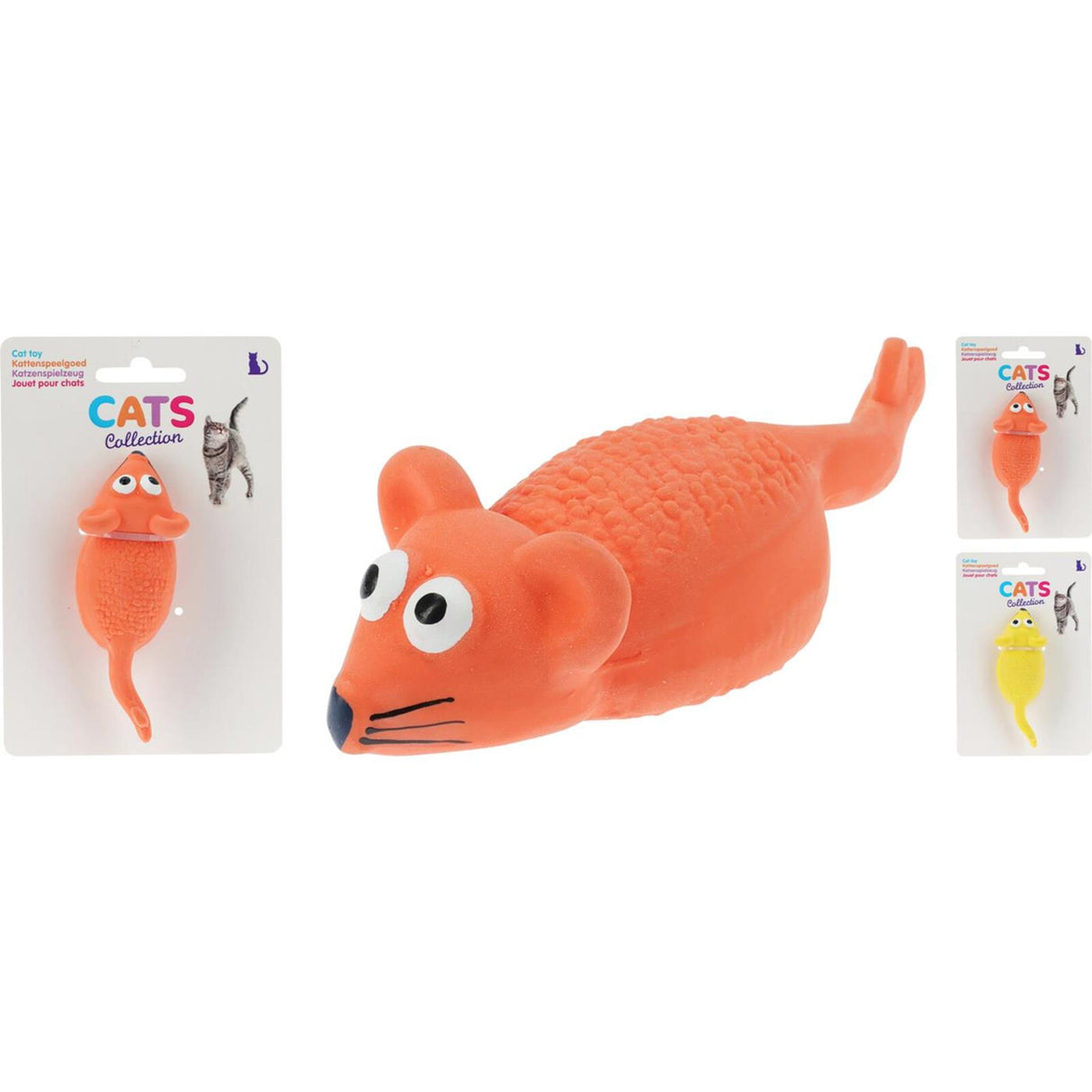 Cats collection kattenspeelgoed muis latex in 2 assorti kleuren