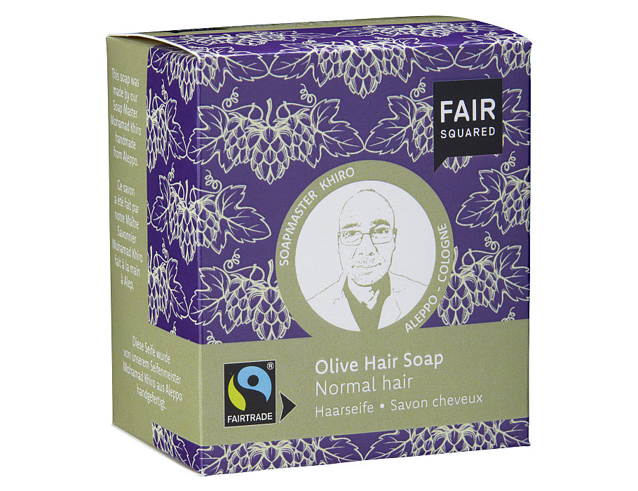 Fairer quadratischer Shampoo-Block – normales Haar – oliv – 2 Stück à 80 Gramm.