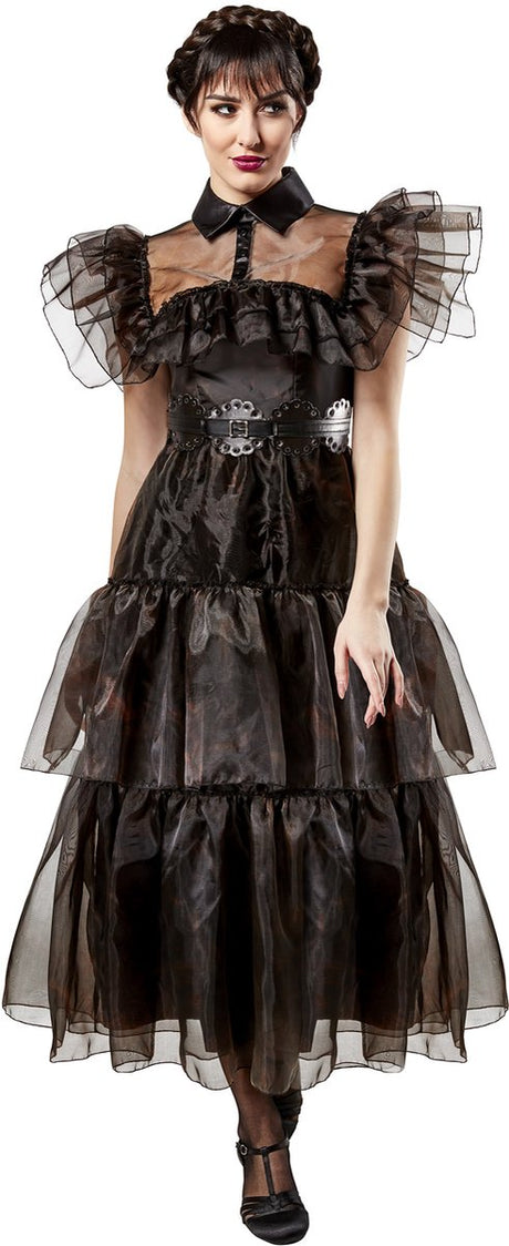 Rubies France Rubys – Mittwochs-Ballkleid für Erwachsene (Größe S) – Karneval – Mittwochs-Addams-Kostüm – Mittwochskleid
