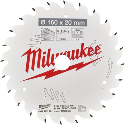 Milwaukee Zubehör Kreissägeblatt P B 160x20x2,2x24ATB - 4932471290