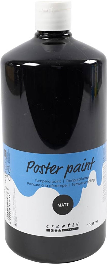 Creativ Company Acrylfarbe schwarz schwarz Schulfarbe | Hobbyfarbe | schwarze Acrylfarbe | matt | 1000ml | 1 Stück