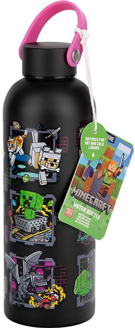 Paladone minecraft mascots metalen waterfles met draaglus – 500 ml rvs drinkfles –