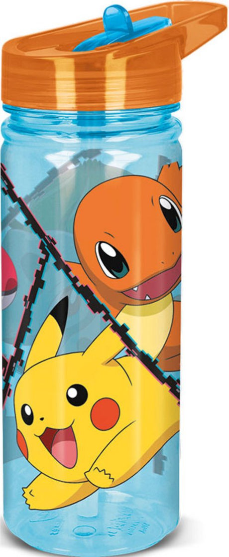 Stor Pokémon Tritan Trinkflasche Power Group – 580 ml – spülmaschinenfest BPA-frei – Trinkflasche für Kinder – transparent blau orange
