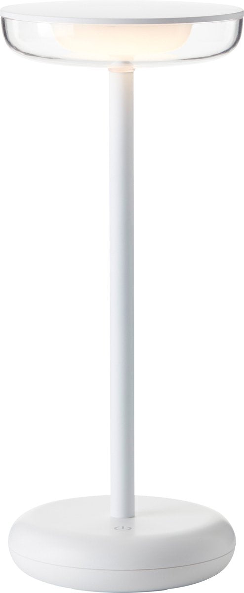 Brilliant Platon wiederaufladbare Tischleuchte – für den Außenbereich – LED 2 W 3000 K – 3 Stufen dimmbar – IP44 – weiß
