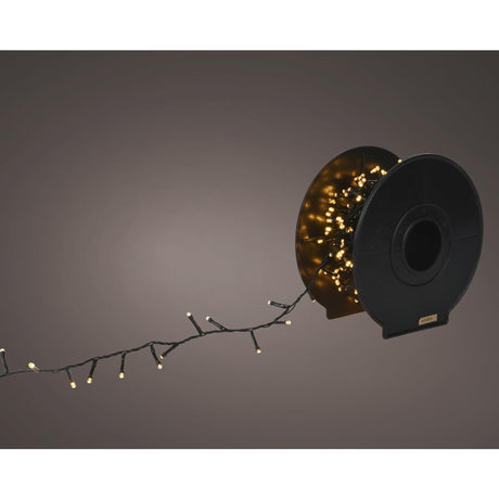 Lumineo led compact verlichting op rol 500led 15 meter 8 functie twinkel effect met dual timer zwart soft gold