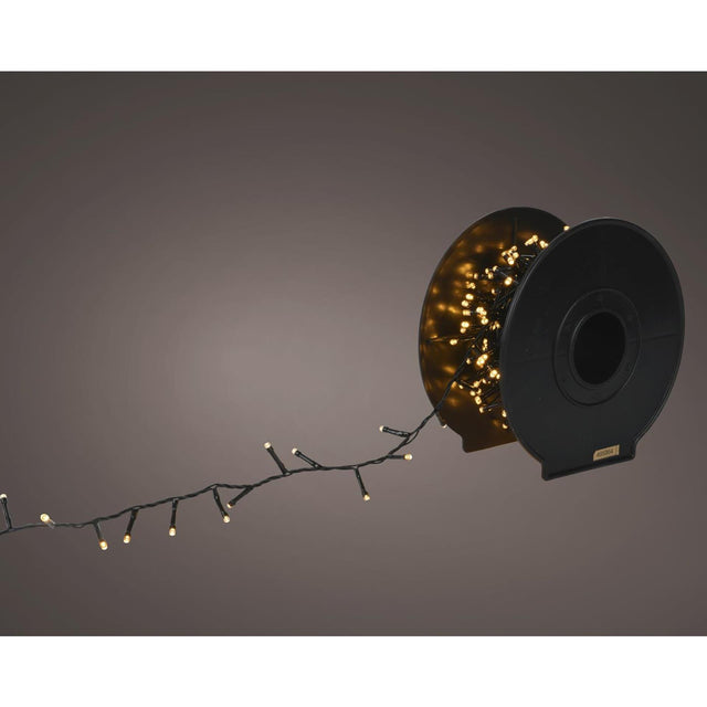 Lumineo led compact verlichting op rol 500led 15 meter 8 functie twinkel effect met dual timer zwart soft gold