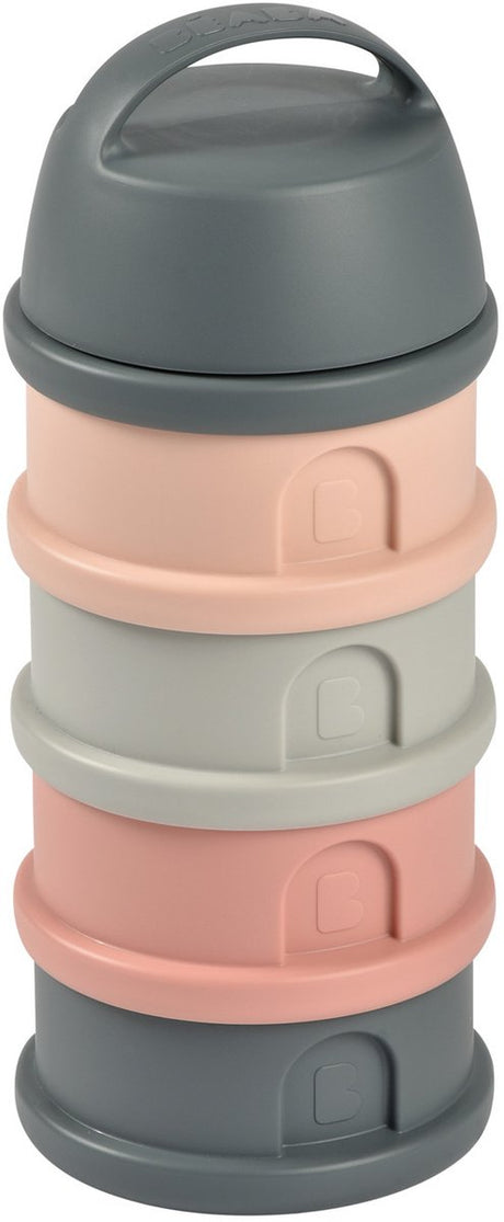 Béaba Milchturm – Dosierboxen für Babymilchpulver – 4-lagiger Milchpulverturm – Aufbewahrungsbehälter für Babynahrung – BPA-freier Pulverturm – Rosagrau