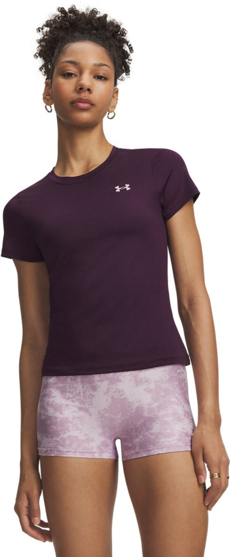 Under armour tech mesh ss-ppl dames sportshirt - paars echo - mauve roze l