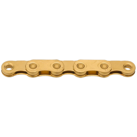 Kmc-Kette 12-Gang x flaches Zinngold x 126l gewachst