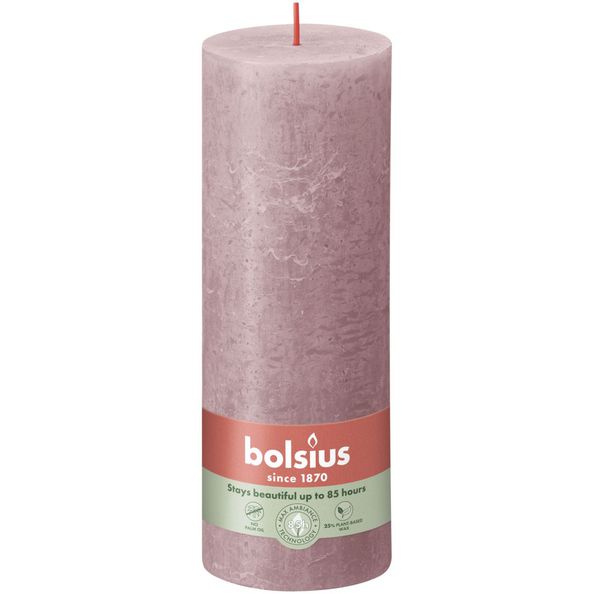 Bolsius Rustikale Stumpenkerze Esche Rose ø68x190 mm 85 Stunden (4 Stück)