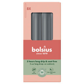 Bolsius dinerkaarsen stormy grey ø20x170 mm 5 uur (4x 8 stuks)