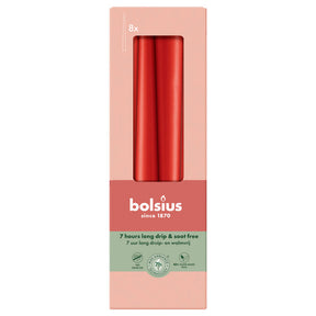 Bolsius gotische kaarsen delicate red ø24x245 mm 7 uur (8x 4 stuks)