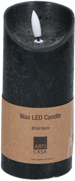 Arti Casa LED-Wachskerze schwarz ø7xh16cm