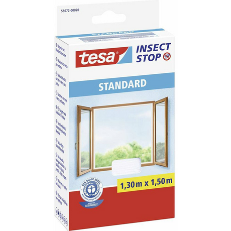 Tesa Insect Stop H L Fliegengitter für Fenster – Insektenschutz mit Klettverschluss, zuschneidbar, ohne Bohren – 1 Netz – 130 x 150 cm – weiß (leichter Sichtschutz)