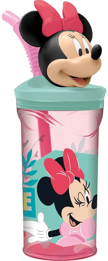 Minnie mouse beker met rietje cz11337 roze 360 ml 3d