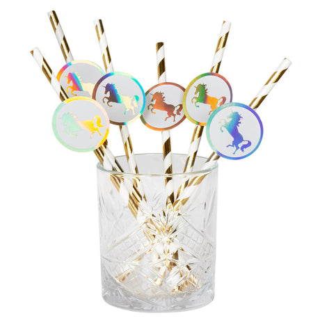 Boland Papierstrohhalme Einhorn, 6er-Set, 20 cm