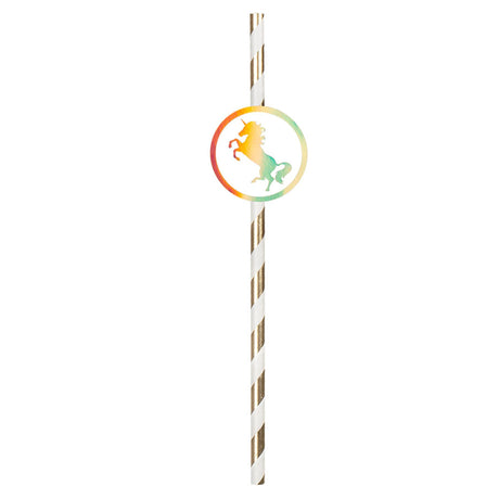Boland Papierstrohhalme Einhorn, 6er-Set, 20 cm