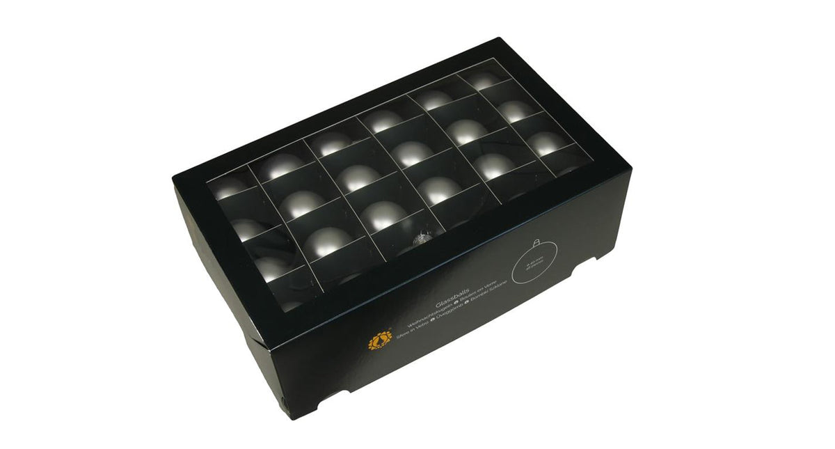 W b. 48 glassballs cap silver mat 40 mm