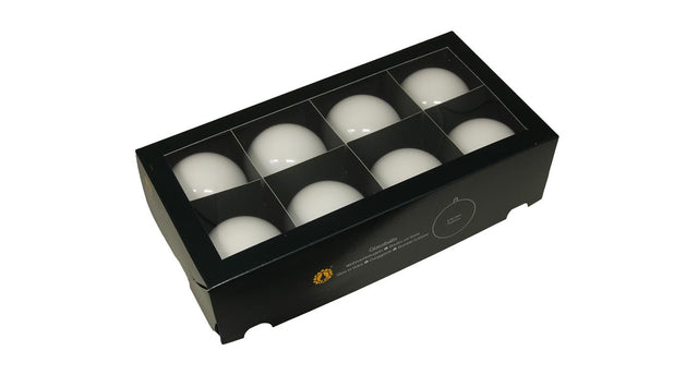 W b. 8 glassballs cap white opal 80 mm