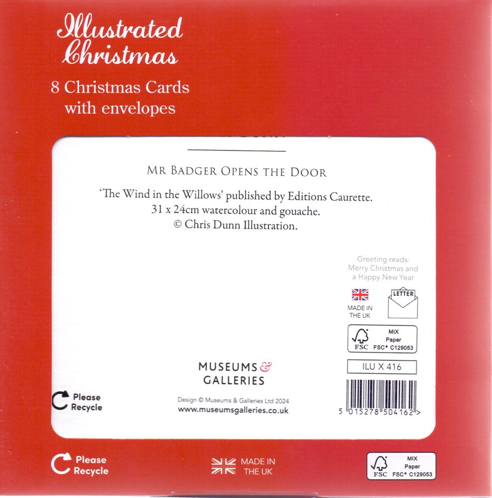 8 kerstkaart+envelop wind in de wilgen d