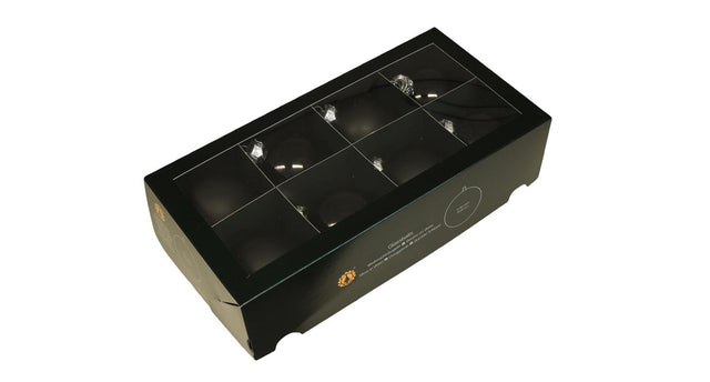 W b. 8 glassballs cap black 80 mm