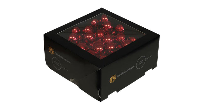 W b. 72 glassballs wire red shiny 30 mm