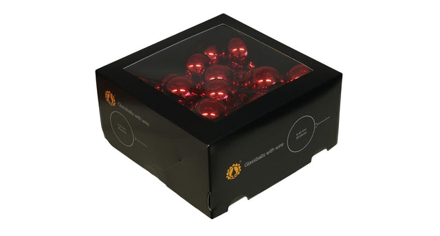 W b. 36 glassballs wire red shiny 40 mm