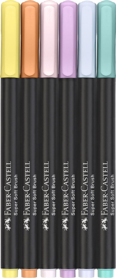 Faber-Castell Pinselstifte – Black Edition – 6 Stück im Kartonetui – Pastellfarben – FC-116453