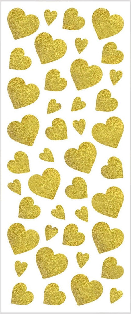 Creativ Company Glitzeraufkleber, Herzen, Bogen 10x24 cm, ca. 84 Stück, Gold, 2 Blatt 1 Karton