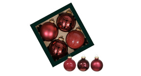 W b. 4 glassballs cap christmas red 100 mm