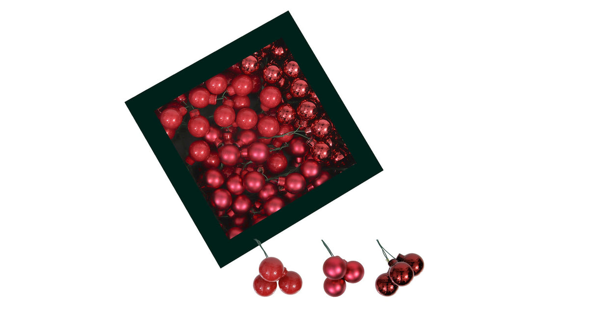 W b. 144 glassballs wire christmas red 20 mm