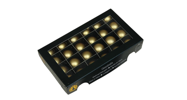 W b. 24 glassballs cap bright gold mat 25 mm