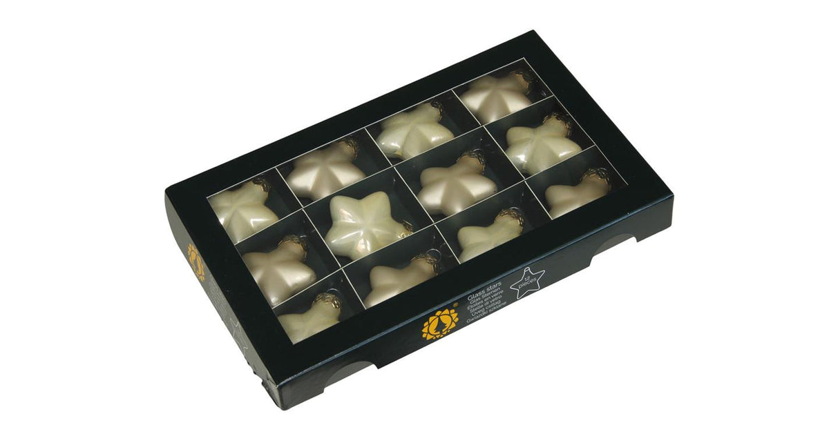 W b. 12 glass stars cap champagne combi 40 mm
