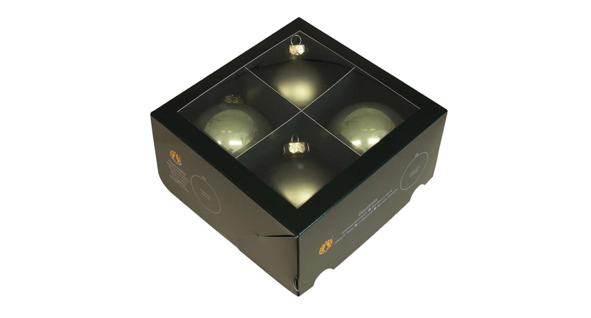 W b. 4 glassballs cap granite green 100 mm