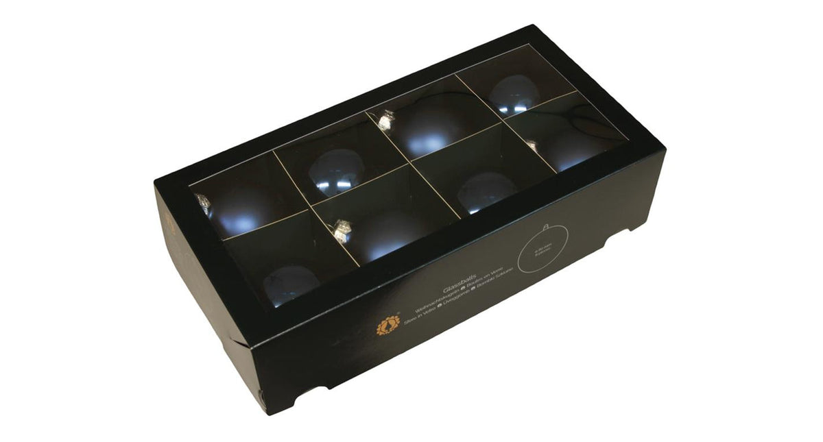 W b. 8 glassballs cap night blue 80 mm
