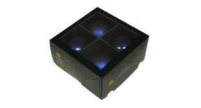 W b. 4 glassballs cap night blue 100 mm