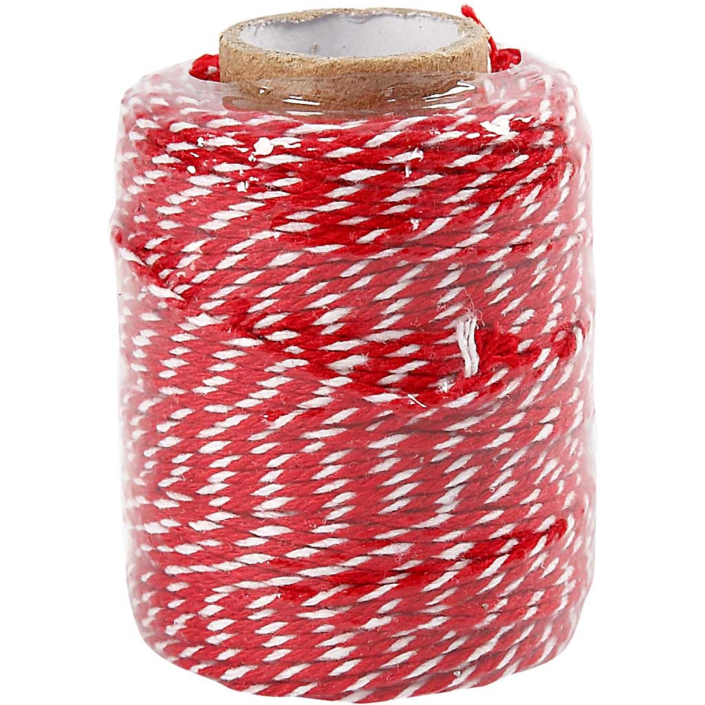 Kreativfirma Baumwollkabel Rot Weiß, 50 m