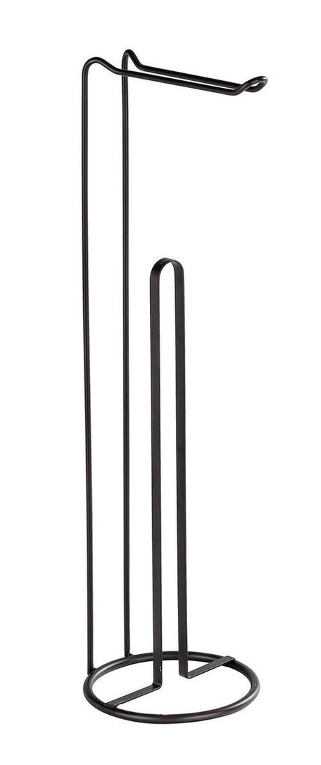 Wenko Toilettenpapierhalter 2-in-1 Lugano mattschwarzer Stahl - Ersatzrollenhalter - Toilettenpapierhalter freistehend - Toilettenpapierhalter stehend - Schwarz