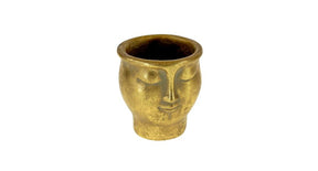 Pot cement gezicht goud 13x12.5x14 cm