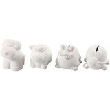 Creativ Company Spardose Tier, H: 7-10 cm, weiß, 4 Stück 1 Box