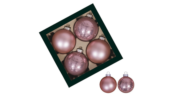 W b. 4 glassballs cap blush 100 mm